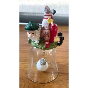 Vintage Giftcraft Golf Gnome Glass Bell Mouse Golf Ball Clapper Collectible